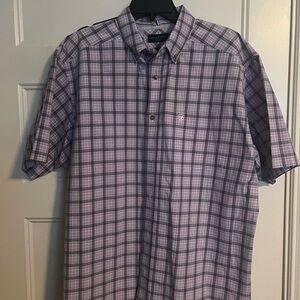 Ariat Men's Purple Plaid Short-Sleeve Button Polo sz XL